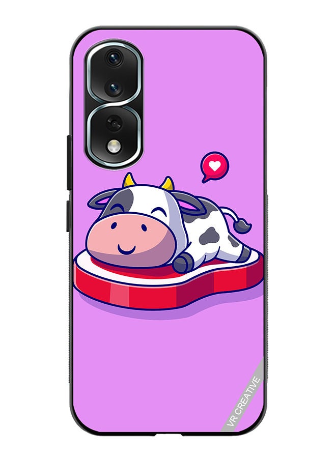 VR CREATIVE Protective Case Cover For Honor 80 Pro Cute Cow Sleeping On Beef Steak Cartoon Design Multicolour - Image 1