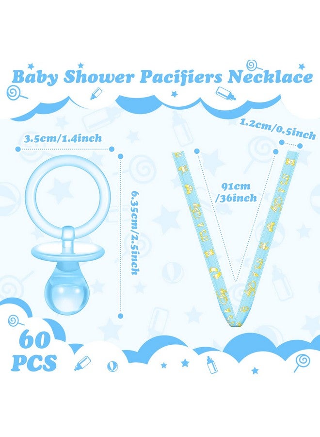 Junkin 60 Pieces Baby Shower Pacifiers Necklace Acrylic Pacifiers Necklace Charm for Girls Boys Baby Shower Party Favors Decorations, Boy Style(Blue, Gold) - Image 2