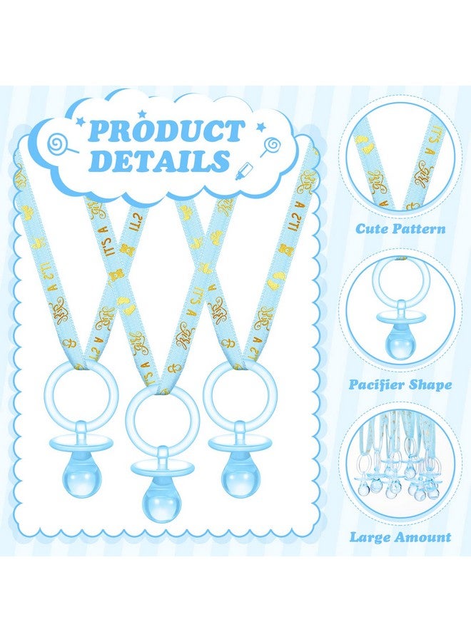 Junkin 60 Pieces Baby Shower Pacifiers Necklace Acrylic Pacifiers Necklace Charm for Girls Boys Baby Shower Party Favors Decorations, Boy Style(Blue, Gold) - Image 1