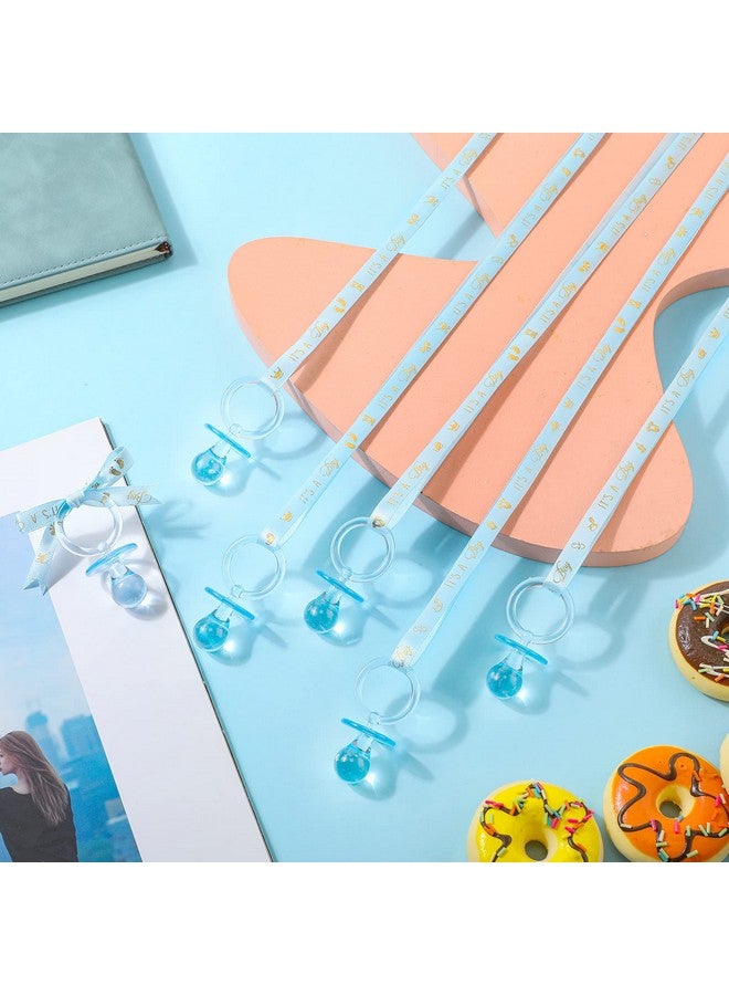 Junkin 60 Pieces Baby Shower Pacifiers Necklace Acrylic Pacifiers Necklace Charm for Girls Boys Baby Shower Party Favors Decorations, Boy Style(Blue, Gold) - Image 3