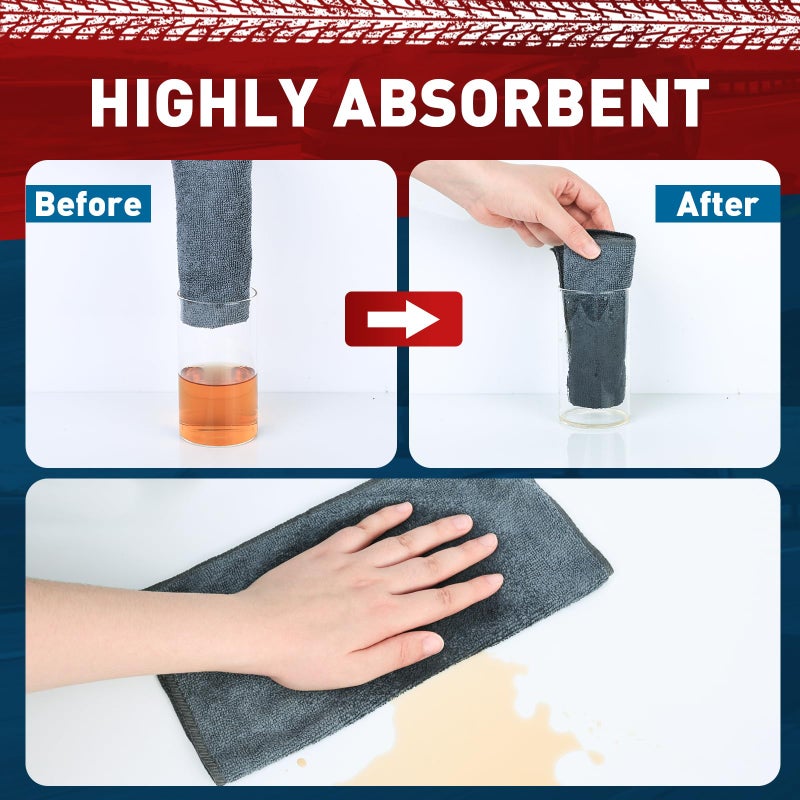 TEAWOO Microfiber Cleaning Cloths Bulk-15 Pack, Gray Microfiber Towels for Cars, Ultra Absorbent Microfiber Towel Weave Grime & Liquid for Streak-Free Mirror Shine - Car Washing Cloth, 12x12 inches - Image 2