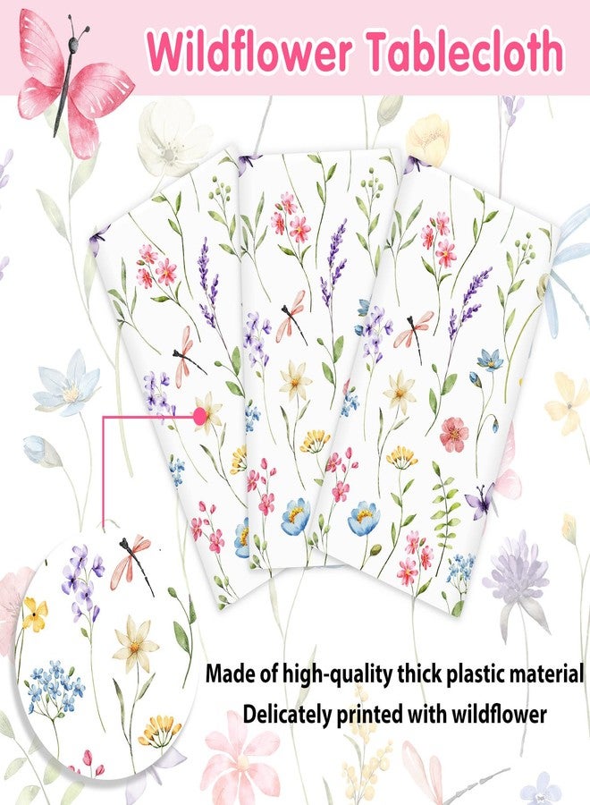 Homanu 3 Pack Wildflower Party Decorations Tablecloths, Large Size 54 X 108 Inch Rectangle Floral Tablecloth Plastic Table Cover for Birthday Party Baby Shower Decorations - Image 5