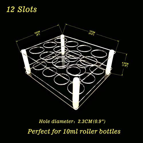 BOXIN 12Slots Roller Bottles Holder, Perfect Vertically Hold For Essential Oils Rollers, Great Oils Display Holder Roller Bottles Storage Shelf Organizer,Hole Diameter 2.3cm/0.9inch,Acrylic,DIY - Image 3