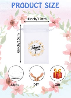 KASTWAVE 50 PCS Sheer Drawstring Organza Jewelry Favor Pouches, 4x6" Mesh Wedding Party Festival Gift Bags Candy Bags, Organza Tulle Favor Bags  - Image 2