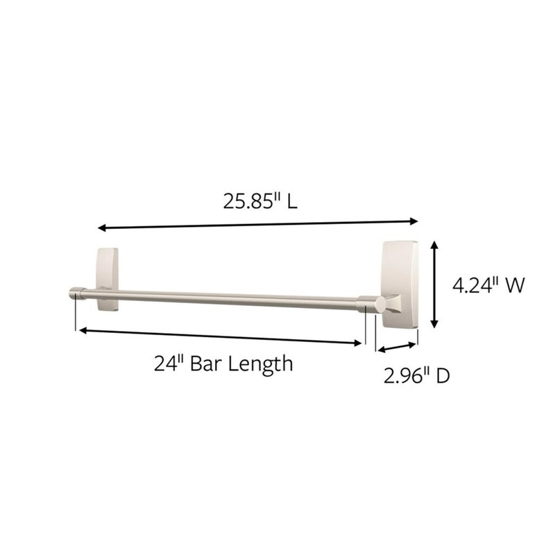 Command Bath Satin Nickel Towel Bar with Water Resistant Command Strips, Bathroom Organizer, 24 in Bar Length Holds up to 10 lbs - Image 1