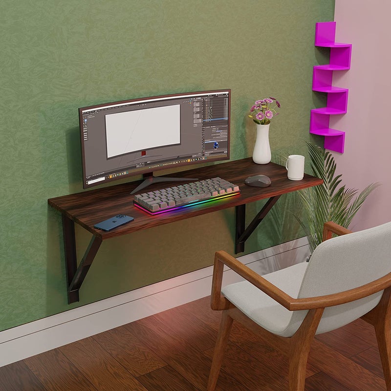 Compal Multipurpose Wall Mounted Table Wall Mounted Desk Wall Mount Table Desks Folding Wall Mounted Glossy Finish Plywood Study Table Folding Shelf Table Office Table Work Table Foldable - Image 1