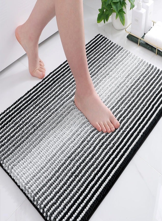 Ofrdncy Luxury Bathroom Mat Rug, Extra Soft and Absorbent Microfiber Bath Mat Rug, Non-Slip Plush Shaggy Bath Carpet, Machine Wash Dry (Black） - Image 1