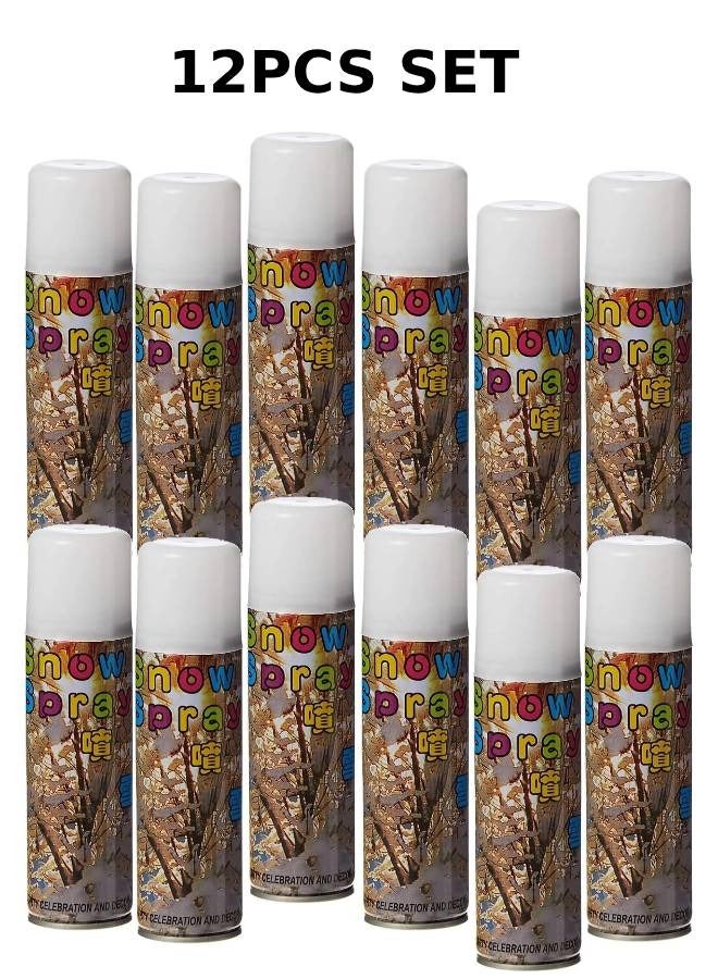 White Snow Decorative Party Spray Pack of 12pcs Realistic Vanishing Snow Effect