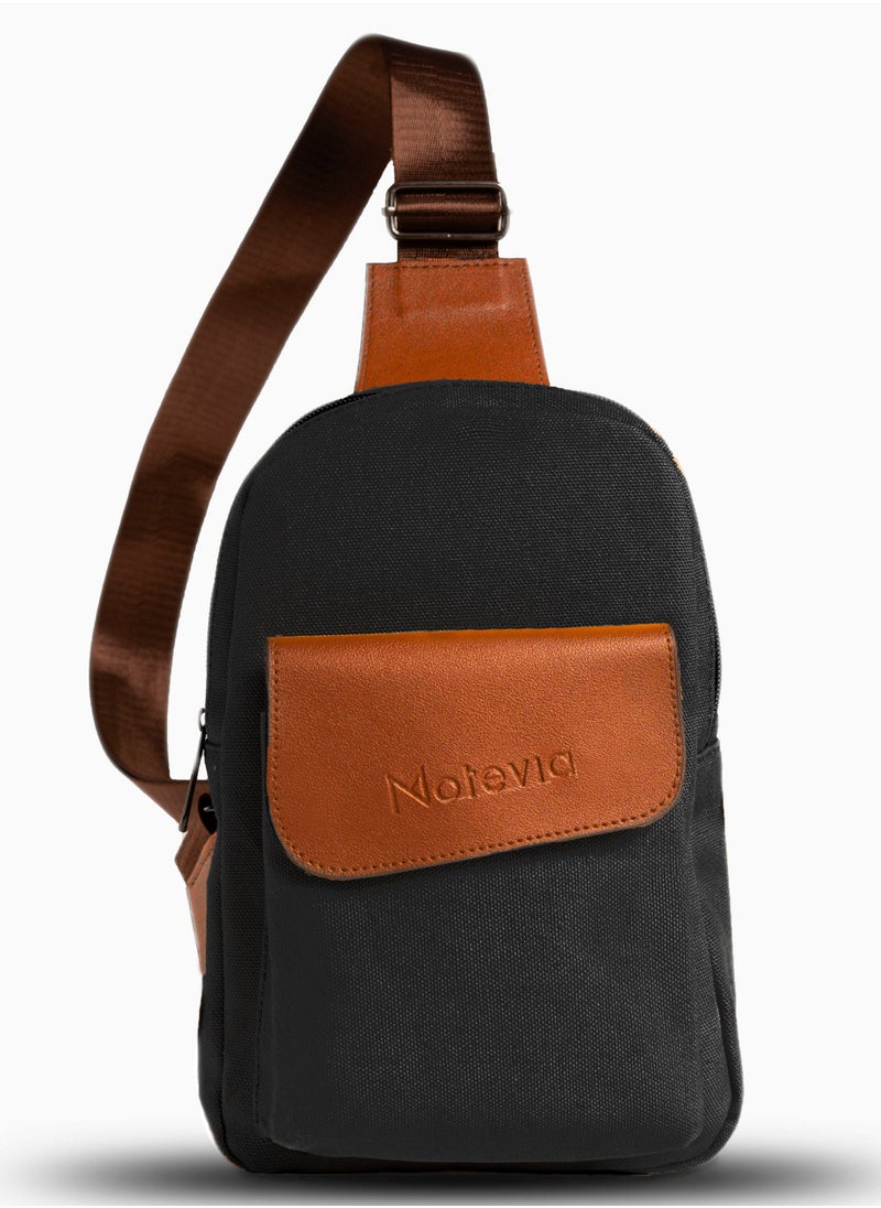 Generic - Motevia Men's Crossbody Shoulder Bag Large Zipper Pocket Front Snap On Duck Canvas Crossbody Bag for Men Durable Reinforced Canvas - Image 1