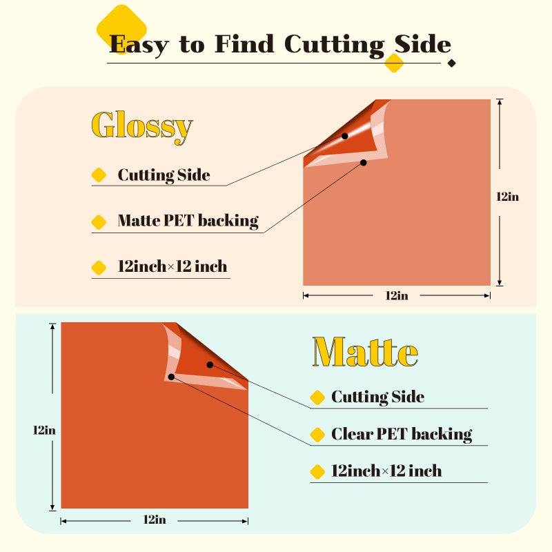 HTVRONT Permanent Vinyl for Cricut Machine-57 Pack 12" x 12" Permanent Vinyl Bundle, 52 Adhesive Vinyl Sheets and 5 Transfer Tape for Vinyl Permanent - Image 3