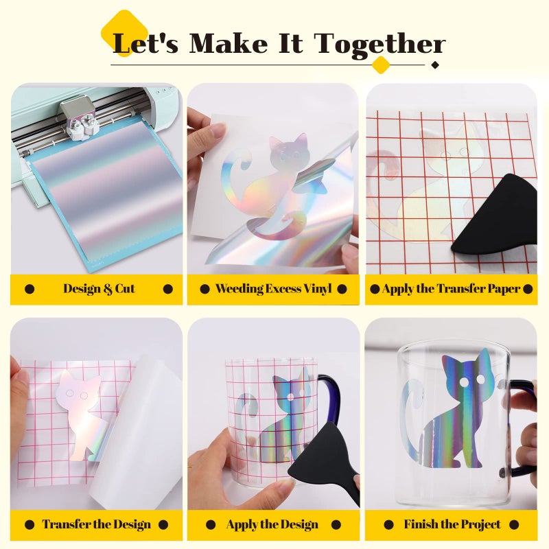 HTVRONT Permanent Vinyl for Cricut Machine-57 Pack 12" x 12" Permanent Vinyl Bundle, 52 Adhesive Vinyl Sheets and 5 Transfer Tape for Vinyl Permanent - Image 5
