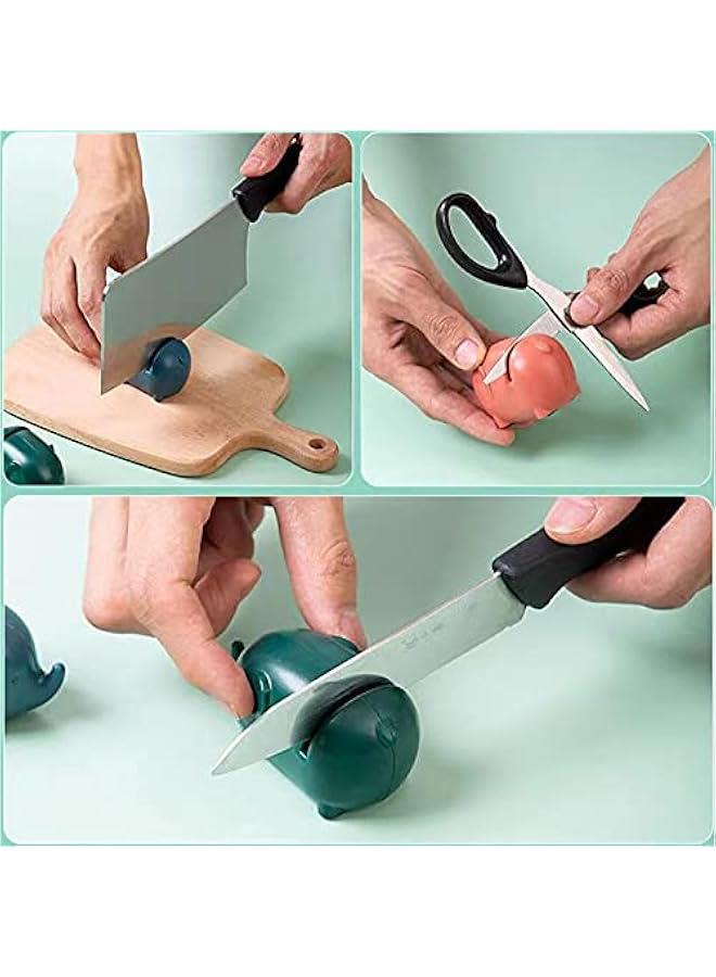 Elephant-shaped Knife Sharpeners, Elephant Pocket Knife Sharpener Multi-purpose Fast Sharpening Stone Anti-rust Cutter Sharpener for Kitchen Green 7cm x 3.8cm x 4.5cm  - Image 2