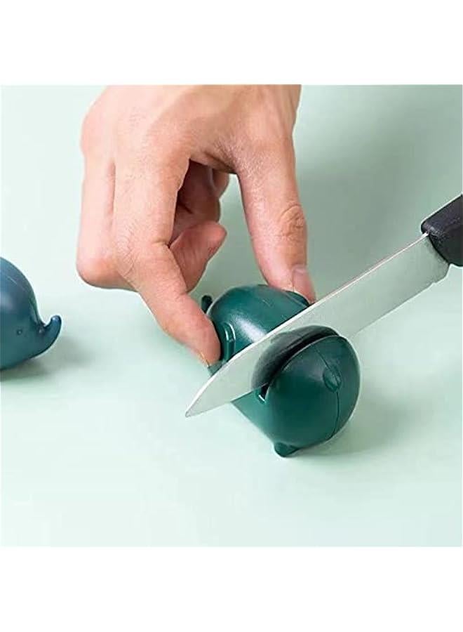 Elephant-shaped Knife Sharpeners, Elephant Pocket Knife Sharpener Multi-purpose Fast Sharpening Stone Anti-rust Cutter Sharpener for Kitchen Green 7cm x 3.8cm x 4.5cm  - Image 4