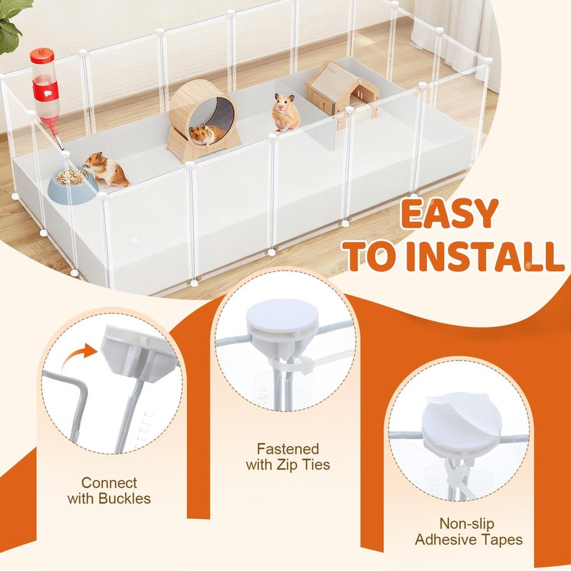 LEICHTEN 14 Panels 16.5" H Small Animal Playpen, Anti-Jump Durable Puppy Play Pen for Rabbits, Kittens, Chicklings, Ducklings & Hamsters DIY Indoor Outdoor Use, Transparent - Image 5