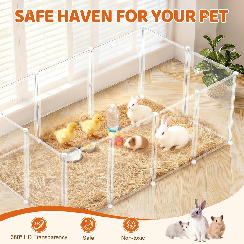 LEICHTEN 14 Panels 16.5" H Small Animal Playpen, Anti-Jump Durable Puppy Play Pen for Rabbits, Kittens, Chicklings, Ducklings & Hamsters DIY Indoor Outdoor Use, Transparent - Image 3