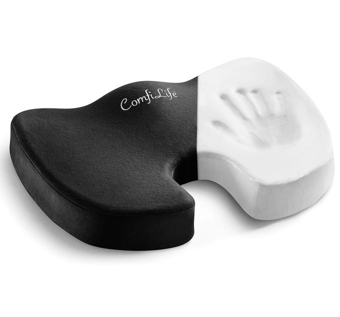 PREMIUM COMFORT SEAT CUSHION NONSLIP ORTHOPEDIC 100 MEMORY FOAM COCCYX CUSHION FOR TAILBONE PAIN CUSHION FOR OFFICE CHAIR CAR SEAT BACK PAIN SCIATICA RELIEF BLACK
