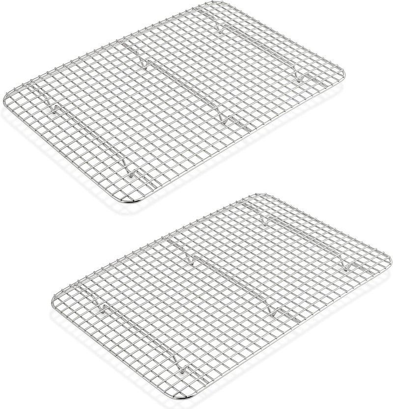 P&P CHEF 15.3 Inch Cooling Baking Rack Set of 2, Stainless Steel Grid Cooking Racks for Roasting Drying Grilling, Oven & Dishwasher Safe, Heavy Duty & Healthy - Image 1