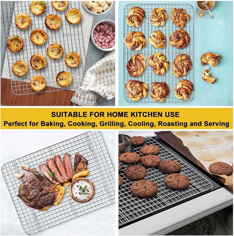 P&P CHEF 15.3 Inch Cooling Baking Rack Set of 2, Stainless Steel Grid Cooking Racks for Roasting Drying Grilling, Oven & Dishwasher Safe, Heavy Duty & Healthy - Image 5