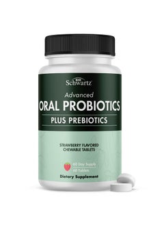 Oral Probiotics Supplement with Prebiotics - Supports Healthy Teeth Gums Mouth and Fresh Odorless Breath for Adults - Strawberry Flavored Chewable Dental Probiotic (60 Tablets, 60 Day Supply)