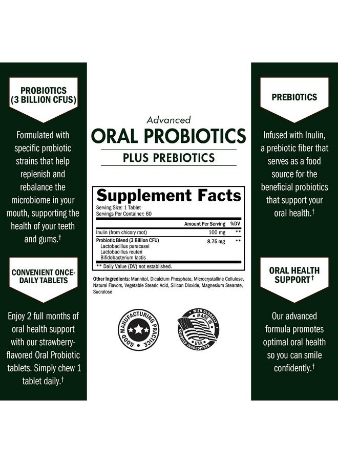 Oral Probiotics Supplement with Prebiotics - Supports Healthy Teeth Gums Mouth and Fresh Odorless Breath for Adults - Strawberry Flavored Chewable Dental Probiotic (60 Tablets, 60 Day Supply) - pzsku/Z94CA562FA845900225FAZ/45/_/1735907532/56d6b6fb-8d28-4196-b55d-b496223a23a0