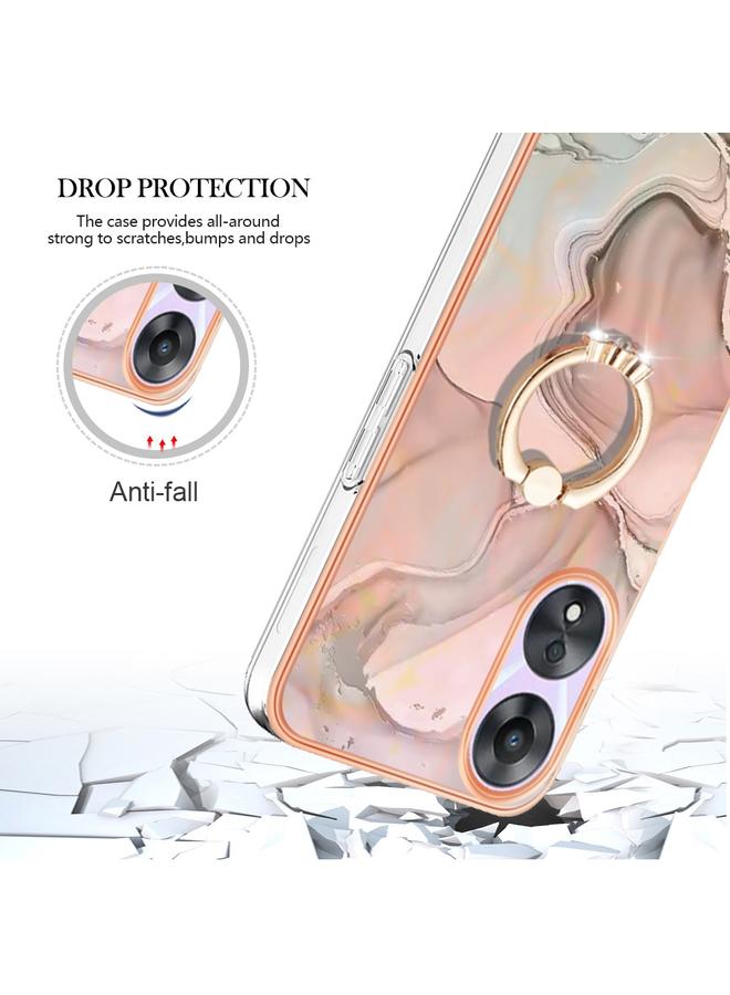 اس-توب جراب لهاتف OPPO A78 5G / A58 5G، جراب هاتف IMD مزدوج الجوانب مطلي بالرخام مع حلقة - Image 4