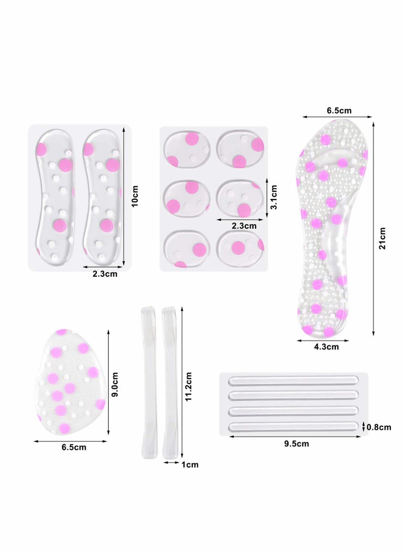 Excefore High Heel Pads, Gel Insoles Ball of Foot Cushion Pad, Anti-Slip Heel Grips Metatarsal Pads, Forefoot Shoe Cushion Silicone Insert Feet Protect Sticker for Women Shoes High Heel Pain Relief 18Pcs  - Image 4