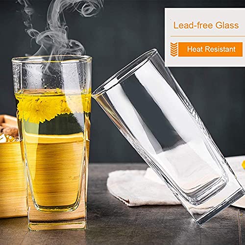FINSTER Highball Long Water/Juice Glass Set of 6-300ML [Crystal Square Tumbler Glasses - Transparent] - Image 5