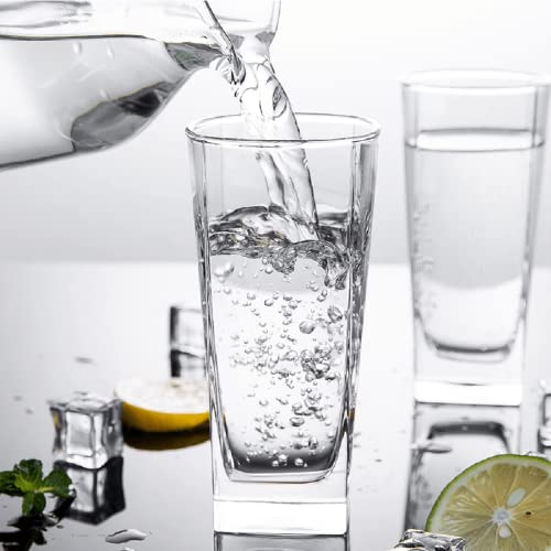 FINSTER Highball Long Water/Juice Glass Set of 6-300ML [Crystal Square Tumbler Glasses - Transparent] - Image 1