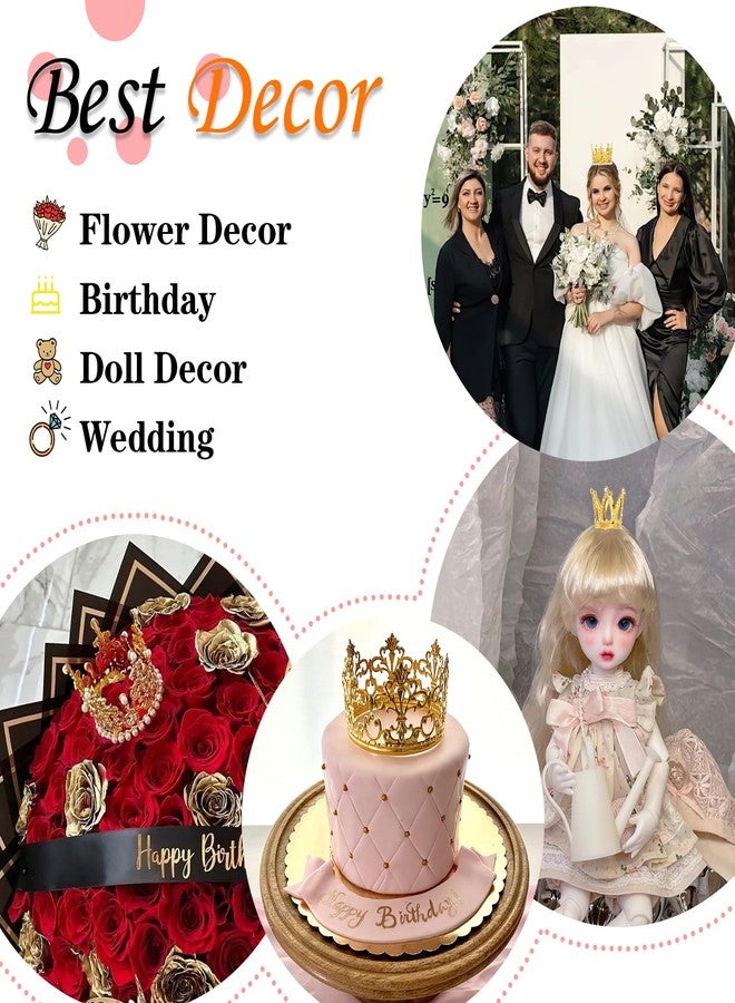 Coidea 4 PCS Crown Cake Topper, Gold Mini Crown for Cake Topper Flower Arrangements Bouquet, Crystal Pearl Vintage Tiara Small Baby Princess Crown for Birthday Wedding Party Baby Shower Decor Boys and Girls - Image 4