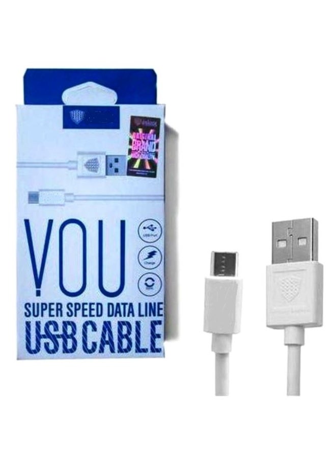 INKAX Speed Data Cable, Micro USB to USB, 1m, White, for Mobile Phones & Tablets - Image 1