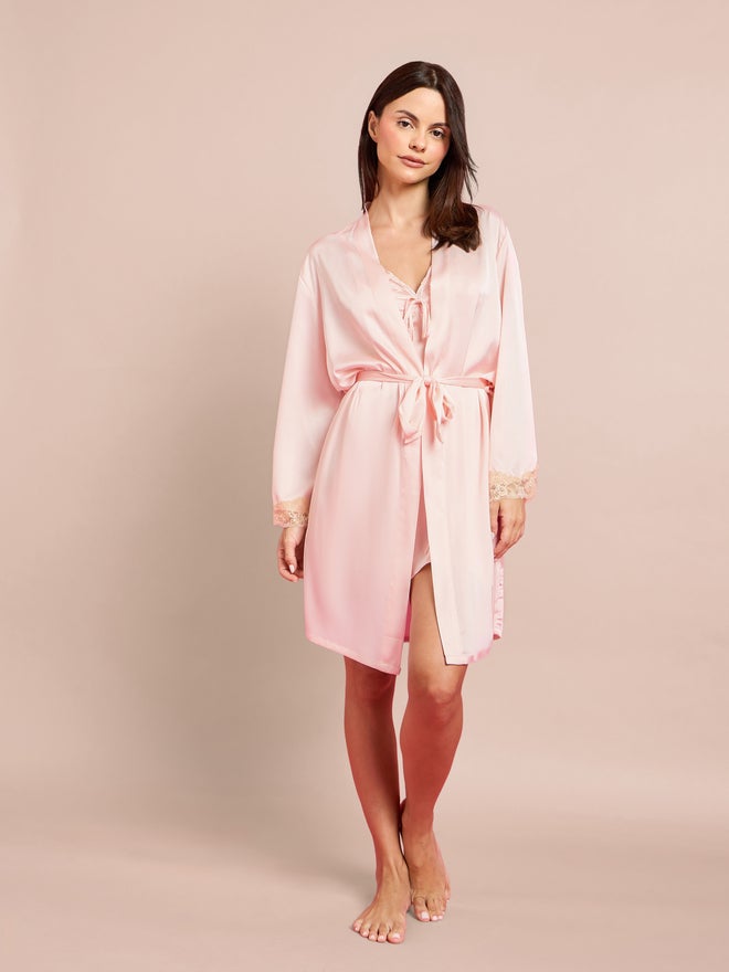 Styli Pack of 2 - Lace Butterfly Front Detail Slip Dress and Robe Set - Image 3