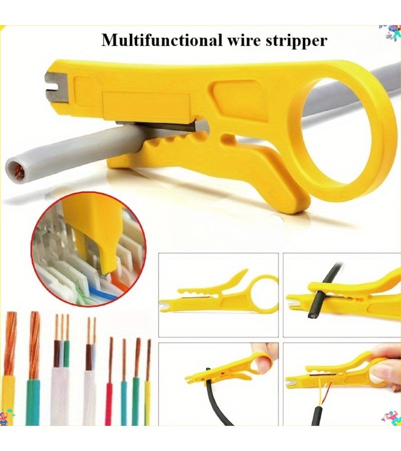 Orange Yellow Multifunctional Wire Stripper Crimper Cutter Lan Tool - Image 1