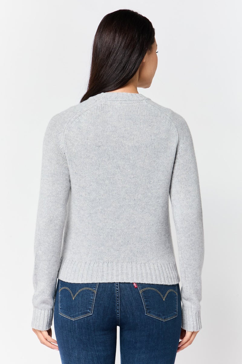 ESPRIT Women Crew Neck Brand Logo Sweater, Grey - Image 4