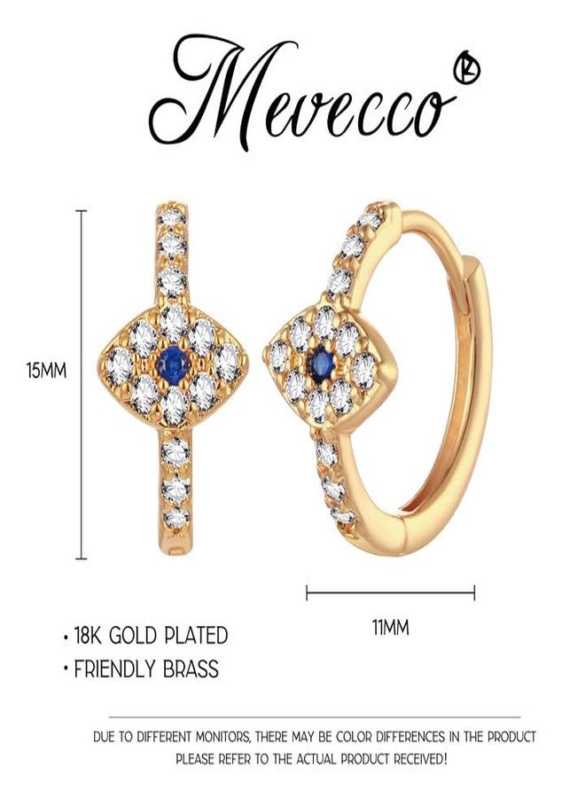 ميفيكو أقراط MEVECCO الذهبية بتصميم عين الحسد، مطلية بالذهب عيار 18 قيراطًا، مرصعة بالزركونيا المكعبة، أقراط بسيطة مصنوعة يدويًا للنساء - Image 5