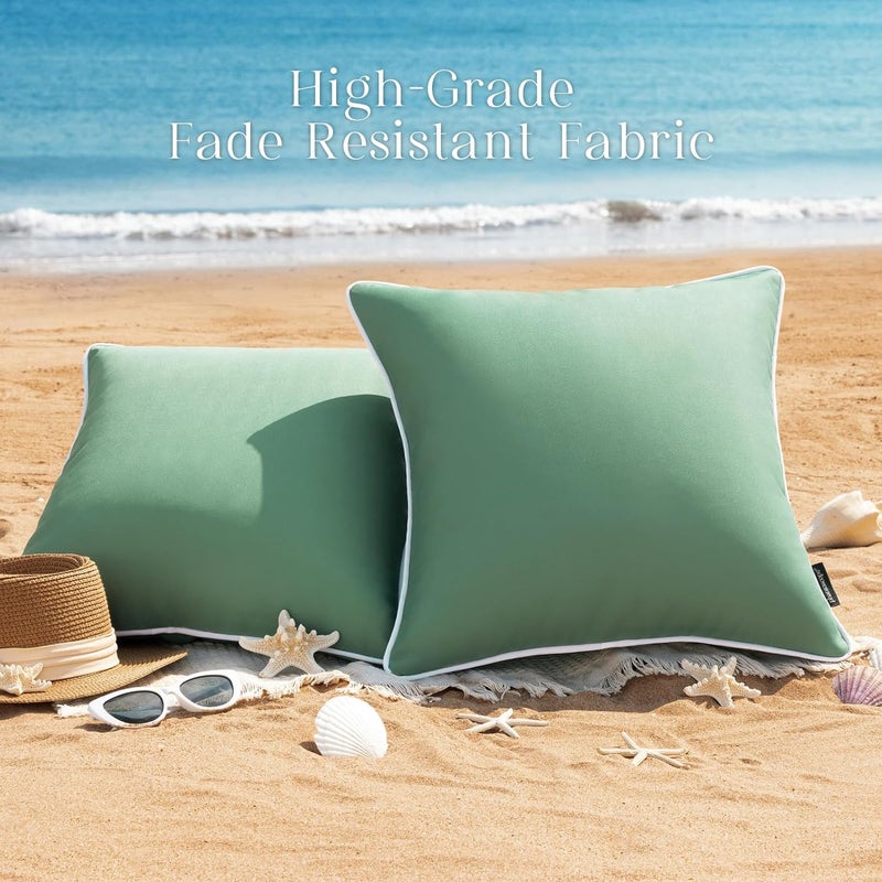 Phantoscope Pack of 2 Outdoor Waterproof Throw Pillow Covers Decorative Square Cushion Case Patio Pillows for Couch Tent Sunbrella, Pine Green 12x20 inches - Image 5