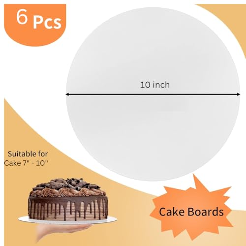 TrendyTrolley Round Cake Base Board |MDF Cardboard Disposable Cake Pizza Circle Scalloped Mate Silver Tart Decorating Base Stand|10 inch - 6 Pc - Round - Image 2