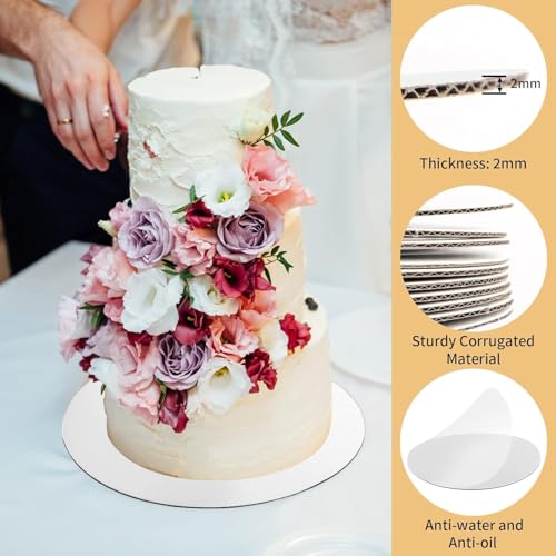 TrendyTrolley Round Cake Base Board |MDF Cardboard Disposable Cake Pizza Circle Scalloped Mate Silver Tart Decorating Base Stand|10 inch - 6 Pc - Round - Image 5