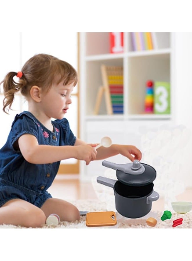 61Pcs Kids Kitchen Toy Accessories Set, Toddler Pretend BBQ Cooking Playset with Play Pots and Pans, Utensils Cookware Toys, Cut Play Food Set, Toy Vegetables, Play Kitchen Toy Pink - Image 5