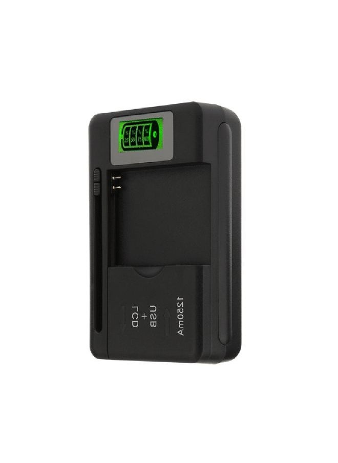 SS-5 Universal Cell Phone Battery Charger With USB Output & LCD Display, US Plug(Black)