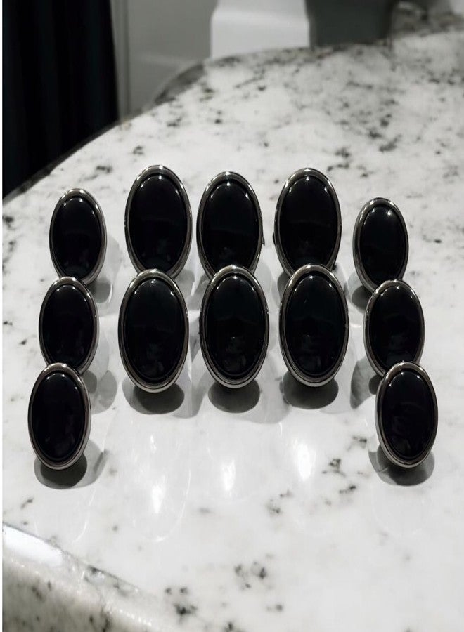 REENA Silver Black Ring 6pc Fancy Synthetic Resin PVC Material Button Designer Buttons for Coats Shirts Blazers (Silver Black Ring 6+6 pc) - Image 1