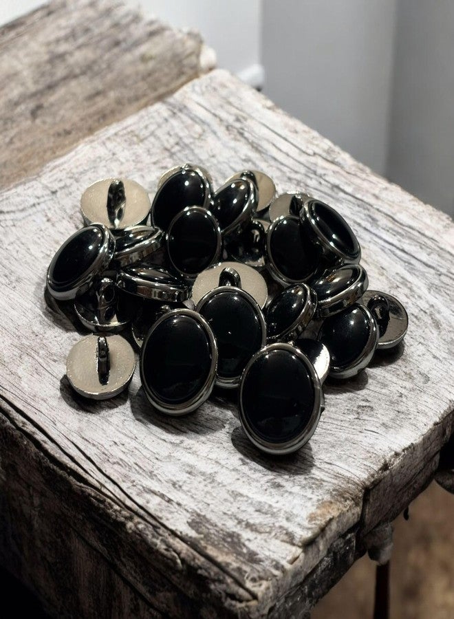 REENA Silver Black Ring 6pc Fancy Synthetic Resin PVC Material Button Designer Buttons for Coats Shirts Blazers (Silver Black Ring 6+6 pc) - Image 4