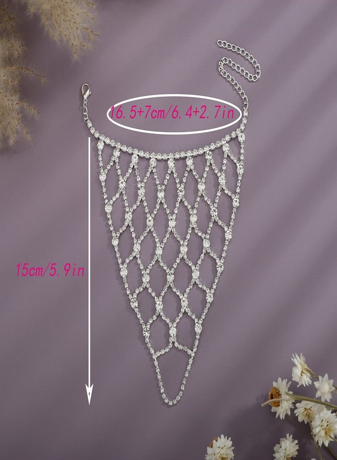 YERTTER Silver Wedding Full Rhinestone Hand Back Chain Sparkly Crystal Finger Bracelet with Ring Hareness Bracelet Slave Link with Ring Bracelet Accessories Party for Women （Silver 2 - Image 3