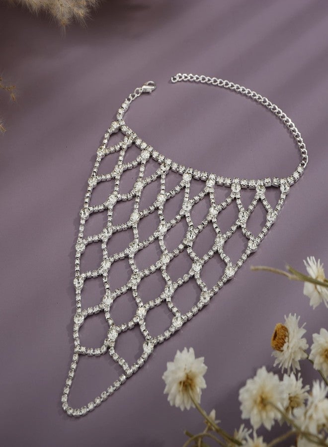 YERTTER Silver Wedding Full Rhinestone Hand Back Chain Sparkly Crystal Finger Bracelet with Ring Hareness Bracelet Slave Link with Ring Bracelet Accessories Party for Women （Silver 2 - Image 5