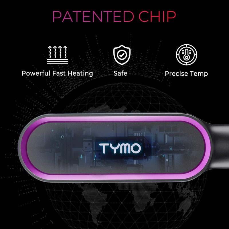 TYMO Hair Straightener Brush, Ring Hair Straightener Comb Straightening Brush for Women with 5 Temps 20s Fast Heating & Dual Voltage, Black - Image 4