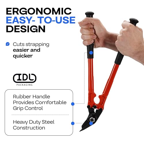IDL Packaging H-300 Strapping Cutter for Steel and Polyester (PET) Strapping up to 2" Width and 0.044” Thickness - Heavy Duty Tool with Ergonomic Handles - Strap/Band Cutter for Strapping - Image 3