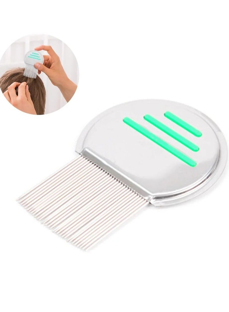 Stainless Steel Style Fine Tooth Lice Comb Metal Nit Safely Removes Children and Adults for Head Lice Green - Image 1