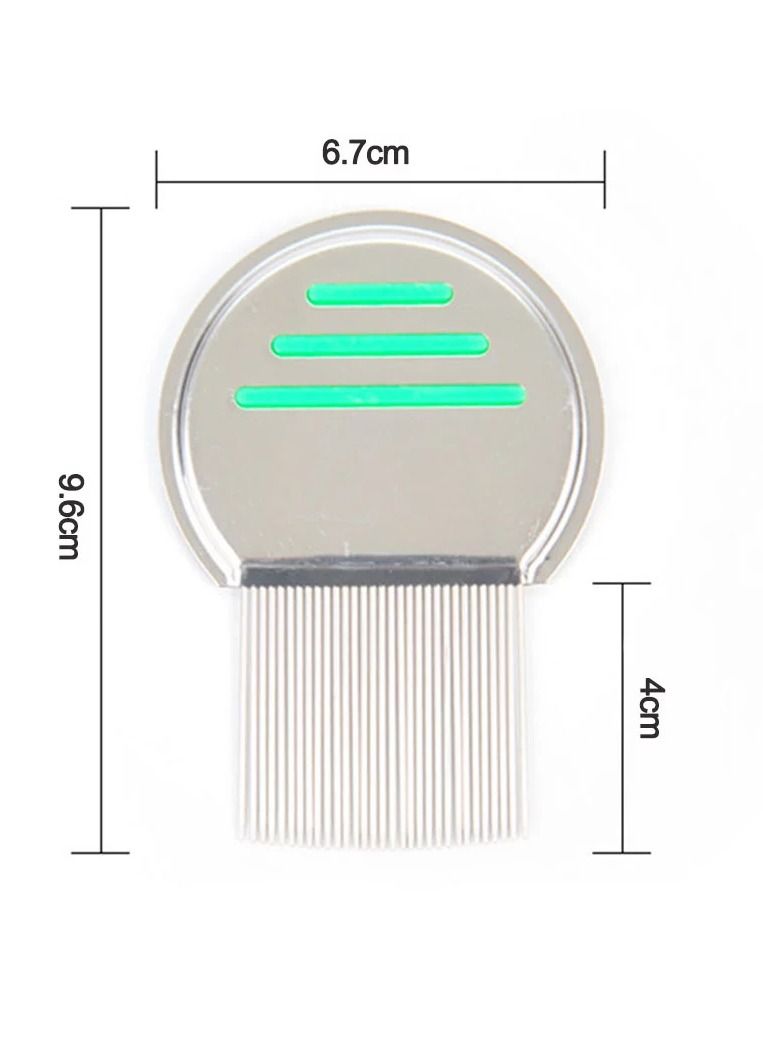 Stainless Steel Style Fine Tooth Lice Comb Metal Nit Safely Removes Children and Adults for Head Lice Green - Image 3