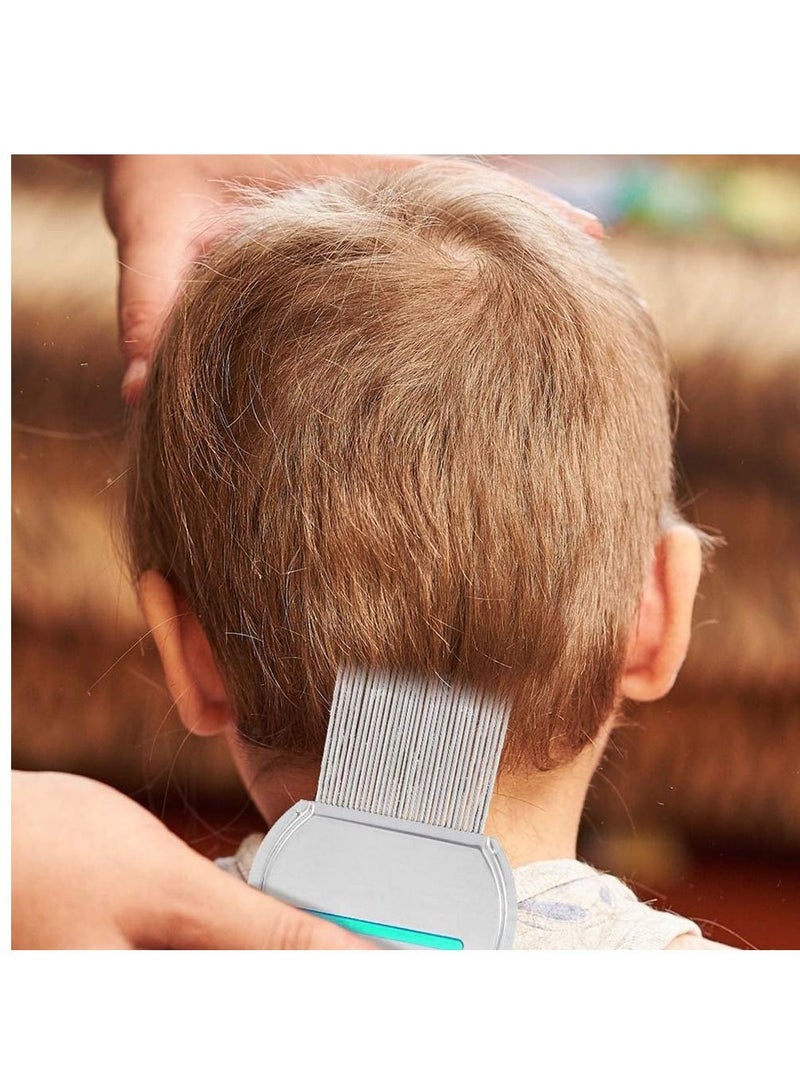 Stainless Steel Style Fine Tooth Lice Comb Metal Nit Safely Removes Children and Adults for Head Lice Green - Image 5