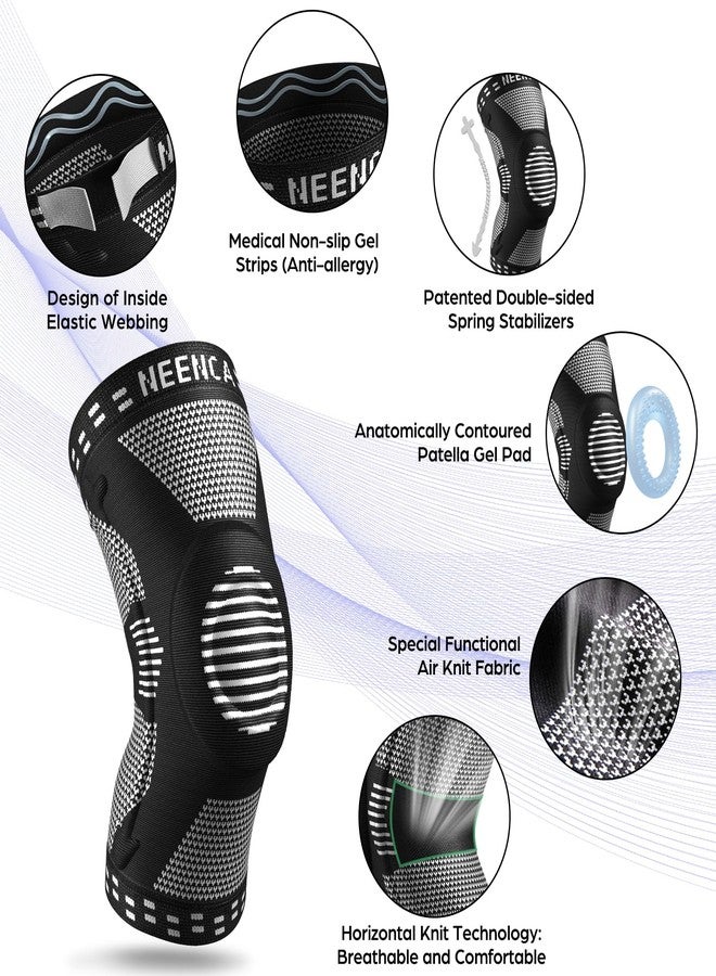 NEENCA Knee Brace, Compression Knee Brace with Patella Gel Pad and Side Spring Stabilizers, Medical Grade Knee Protector for Running, Meniscus Tear, Arthritis, Joint Pain Relief, ACL (Black Pairs L) - Image 2