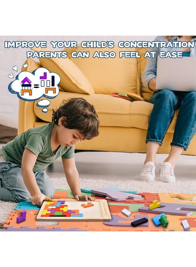 MAYUMI Wood Intelligence Tetris Puzzle Board, 40 Pieces, Wooden Brain Teaser Educational Toy for Kids and Adults - Image 5
